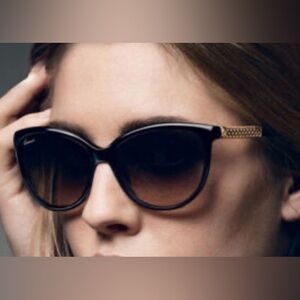Gucci Gold Plated Cat-Eye Sunglasses